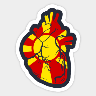 North Macedonia Flag, Anatomical Heart Design Sticker